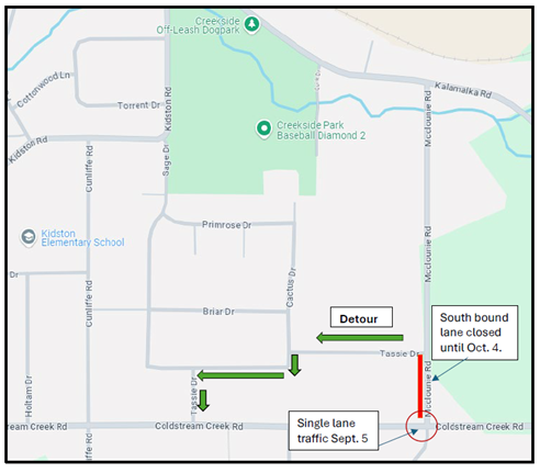 McClounie Rd Detour on Tassie Dr