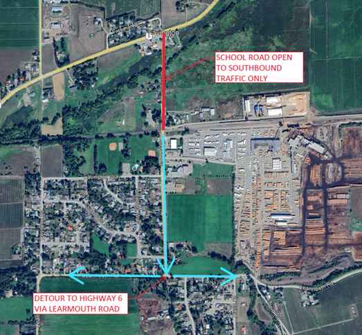 Map of School Road Detours